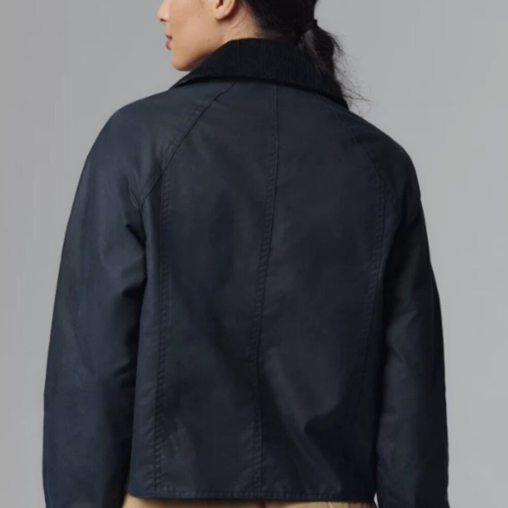 NAVY ~ Barbour Cropped Beadnell Ladies Wax Jacket MSRP$488 British Elegance - Picture 6 of 13